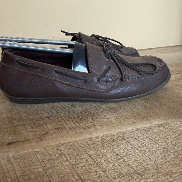 Minnetonka Moosehide Brown Leather Loafers main image 4
